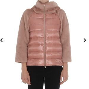 HERNO Fur Effect Sleeve Pink Puffer Jacket Women’s Sz 6